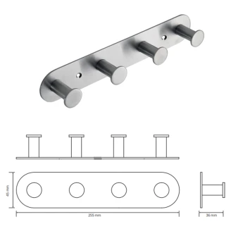 Knagterække med 4 Knager <strong>Civio</strong>  Krom Mat