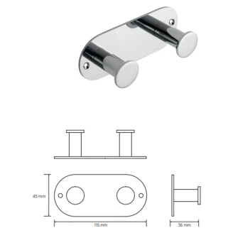 Knagterække med 2 Knager <strong>Civio</strong>  Krom Blank
