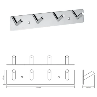 Knagterække med 4 Knager <strong>Civio</strong>  Krom Blank
