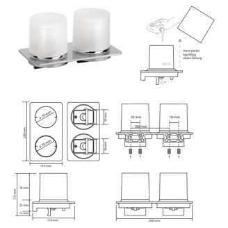 Dobbelt Sæbedispenser <strong>Cendre</strong>  Krom Blank