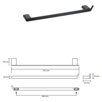 Håndklædestang <strong>Cendre</strong>  Sort Mat 40 cm