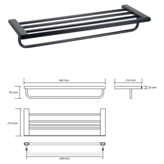 Håndklædestang med Stang <strong>Cendre</strong>  Sort Mat 60 cm