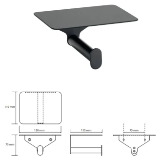 Toiletpapirholder med Hylde <strong>Cendre</strong>  Sort Mat
