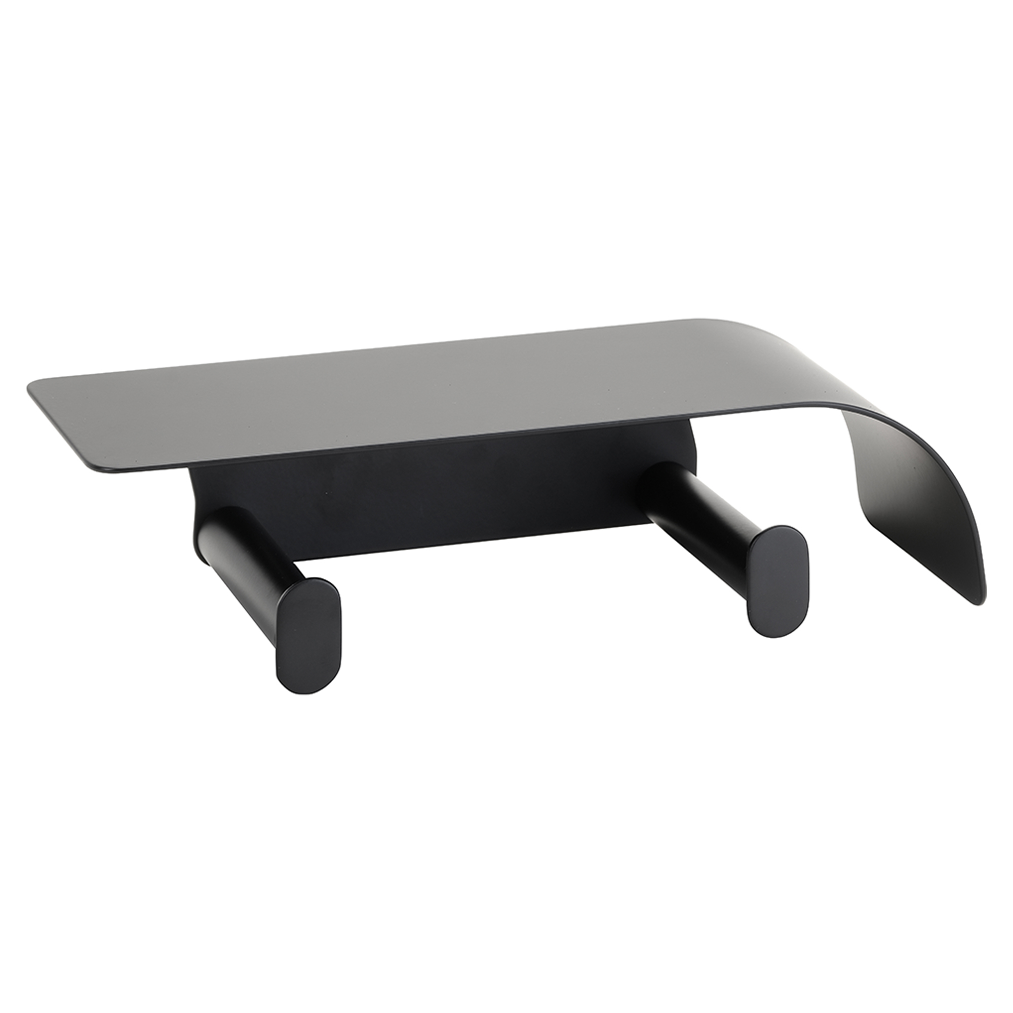 Dobbelt Toiletpapirholder med Hylde Cendre Sort Mat