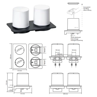 Dobbelt Sæbedispenser <strong>Cendre</strong>  Sort Mat