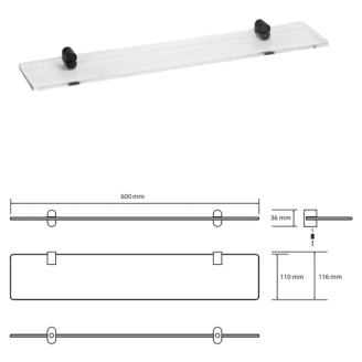 Badeværelseshylde <strong>Cendre</strong>  Sort Mat 60 cm