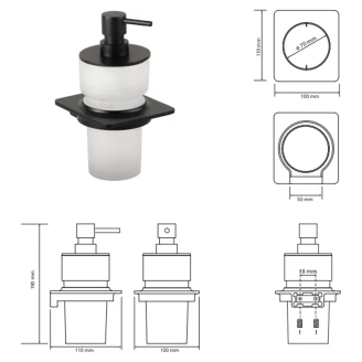 Sæbedispenser <strong>Cendre</strong>  Sort Mat 300 ml