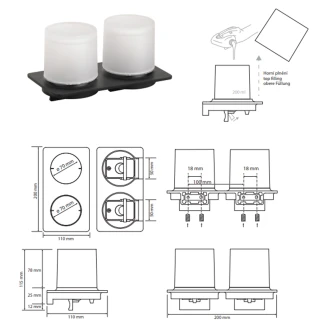 Dobbelt Sæbedispenser <strong>Cendre</strong>  Sort Mat