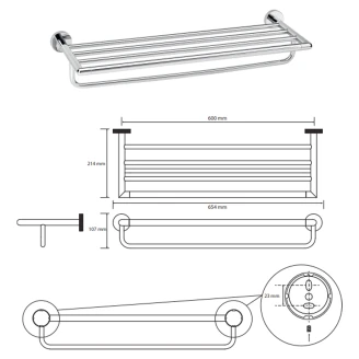 Håndklædestang <strong>Sumi</strong>  Krom Blank 60 cm