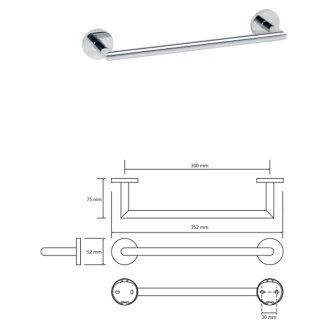 Håndklædestang <strong>Ligno</strong>  Krom Blank 30 cm