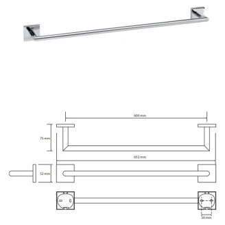 Håndklædestang <strong>Miko</strong>  Krom Blank 60 cm