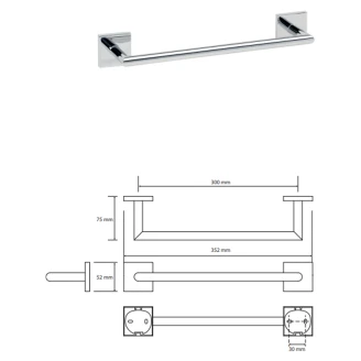 Håndklædestang <strong>Miko</strong>  Krom Blank 30 cm