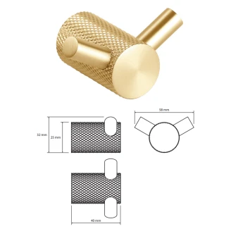 Dobbelt Vægkroge <strong>Charon</strong>  Guld Mat