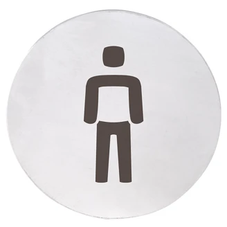 Herretoilet Piktogram 8x8 cm Krom Matt Rund