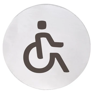 Handicaptoilet Piktogram 8x8 cm Krom Matt Rund