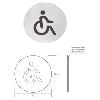 Handicaptoilet Piktogram 8x8 cm Krom Matt Rund