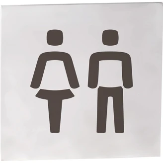 Dame- og Herretoilet Piktogram 8x8 cm Krom Matt
