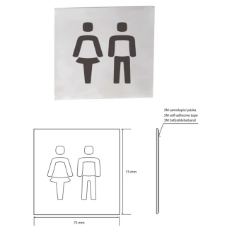 Dame- og Herretoilet Piktogram 8x8 cm Krom Matt