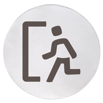 Nødudgang Piktogram 8x8 cm Krom Matt Rund