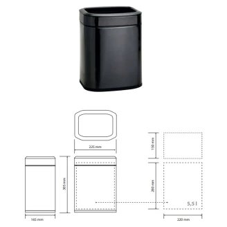 Fingeraftrykssikker Affaldsspand 6 l Svart Matt