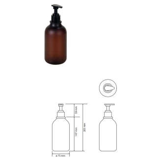 Rund Plastflaske med Pumpe til Sæbedispenser Brun Matt 500 ml