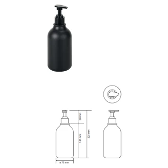 Rund Plastflaske med Pumpe til Sæbedispenser Svart Matt 500 ml