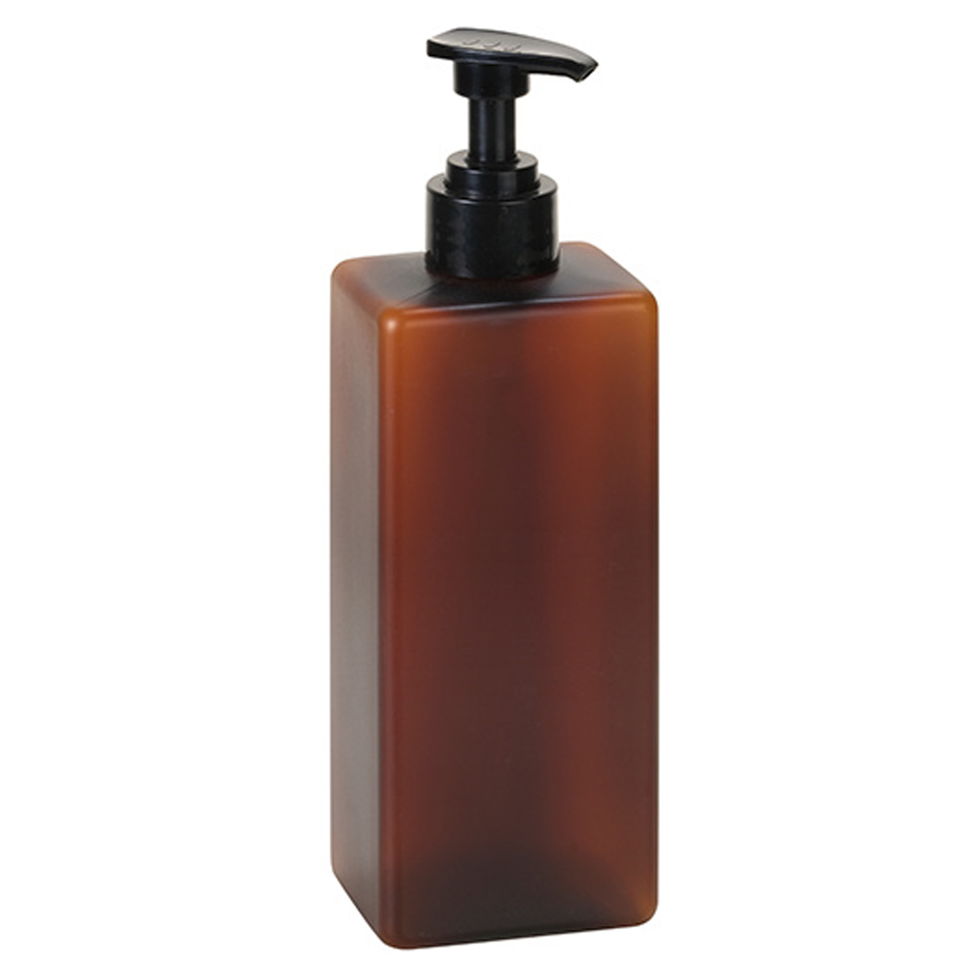 Firkantet Plastflaske med Pumpe til Sæbedispenser Brun Matt 500 ml
