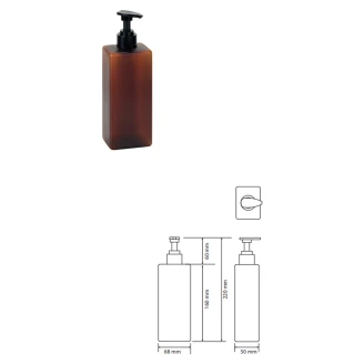 Firkantet Plastflaske med Pumpe til Sæbedispenser Brun Matt 500 ml