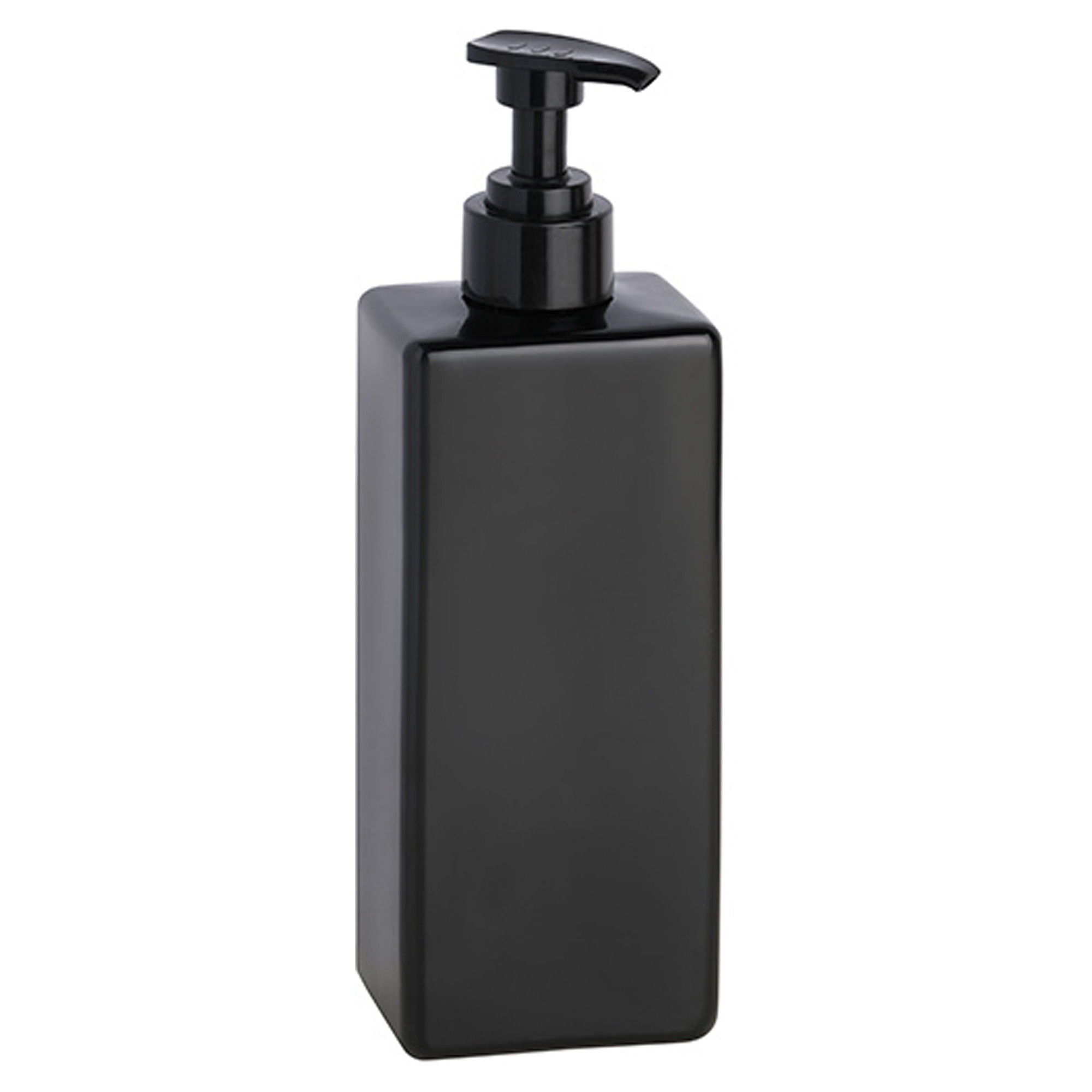 Firkantet Plastflaske med Pumpe til Sæbedispenser Svart Matt 500 ml