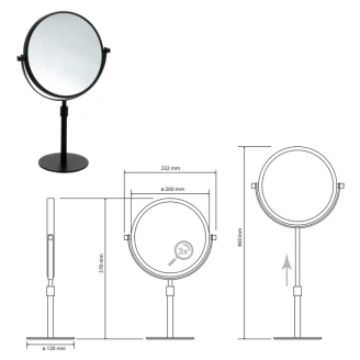 Kosmetikspejl <strong>Ektorp</strong>  Svart Matt 20 cm