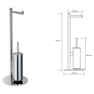 Fritstående Toiletpapirholder med Toiletbørste <strong>Holmstrand</strong>  Krom Blank