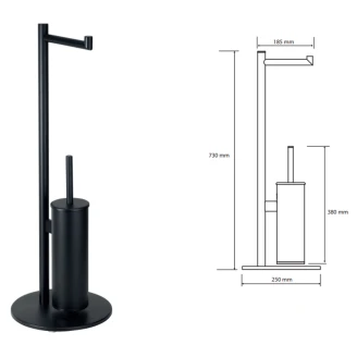 Fritstående Toiletpapirholder med Toiletbørste <strong>Ektorp</strong>  Svart Matt