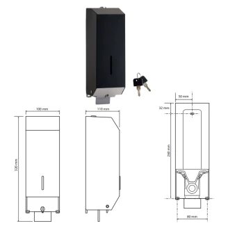 Sæbedispenser Svart Matt 1100 ml