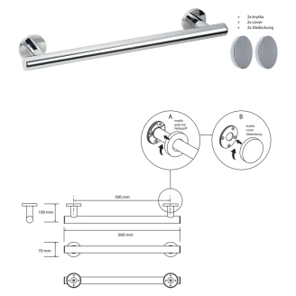 Støttegreb Steda 60 cm Krom Blank