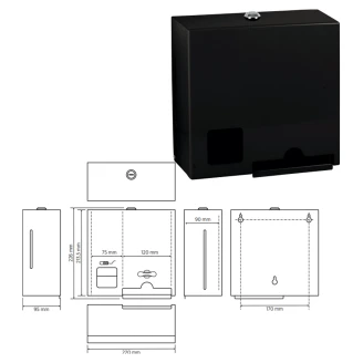 Dispenser til Menstruationsbeskyttelse Svart Matt 23 cm