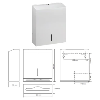 Papirhåndklædedispenser Vit Matt 35 cm