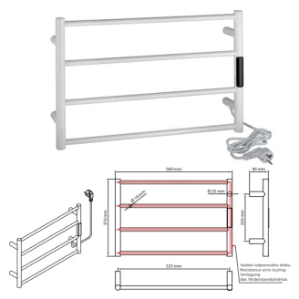El Håndklædetørrer 63 W <strong>Svalin</strong>  Hvid Mat