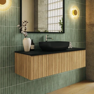 Underskab <strong>Haiku</strong>  Eg Træ 120 cm med Håndtereen Sort & Bordplade Sort