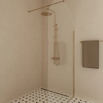 Brusevæg <strong>Amelise</strong>  Guld Mat 8 mm 100x210 cm + Profilpakke