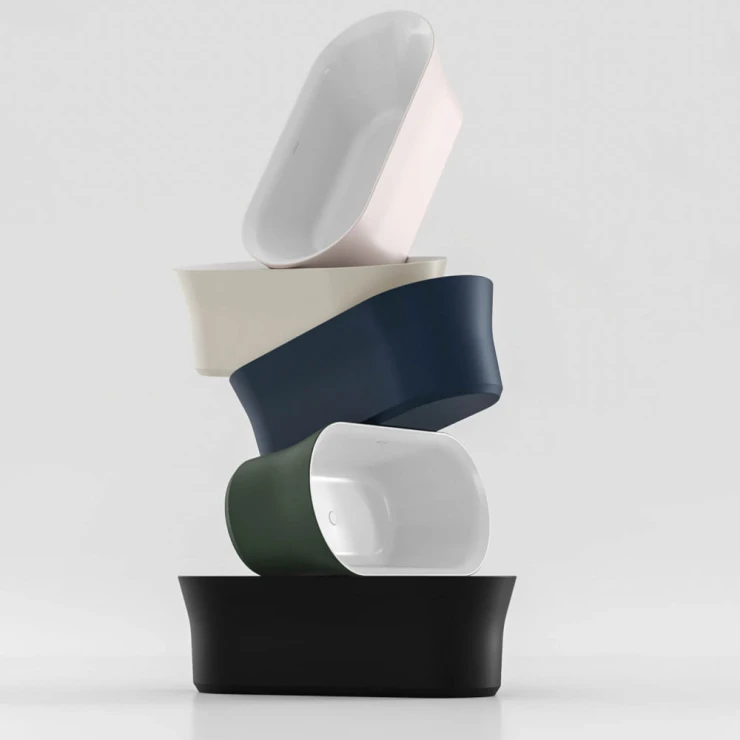 Ravak Badekar Ypsilon Blå Mat 180x80 cm med Sort Overløbsafløb og Bundventil