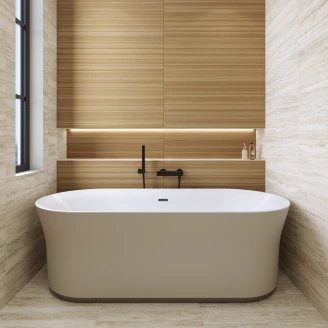 Ravak Badekar <strong>Ypsilon</strong>  Ljusgrå Mat 180x80 cm med Sort Overløbsafløb og Bundventil