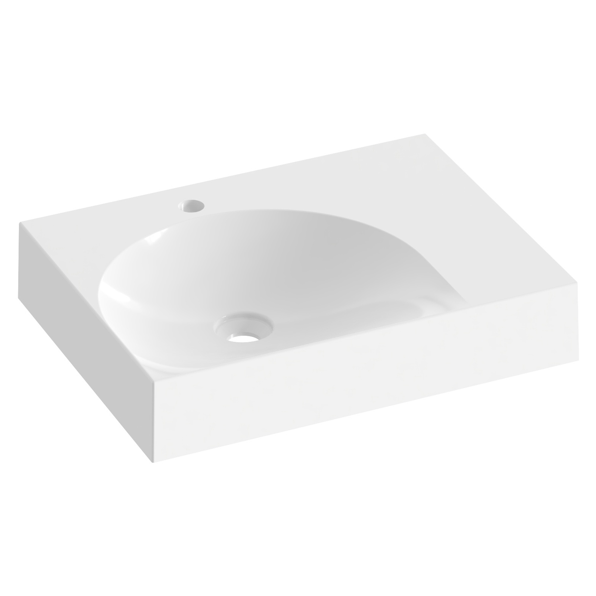 Ravak Støbemarmor Håndvask Lite Hvid Blank 60x45 cm Venstre