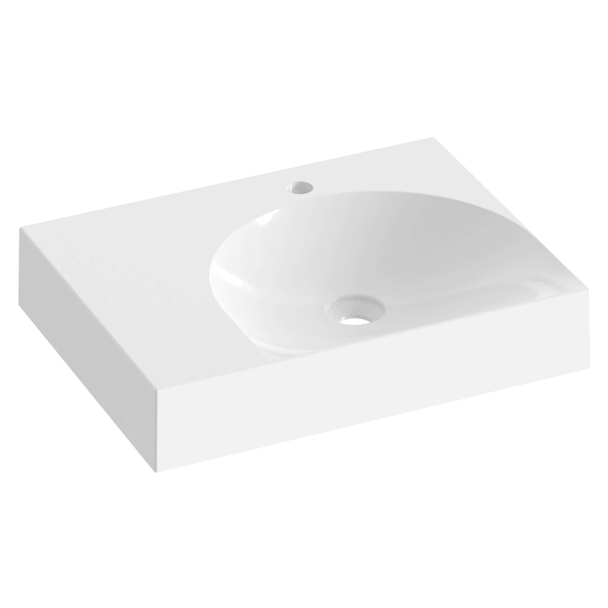 Ravak Støbemarmor Håndvask Lite Hvid Blank 60x45 cm Højre