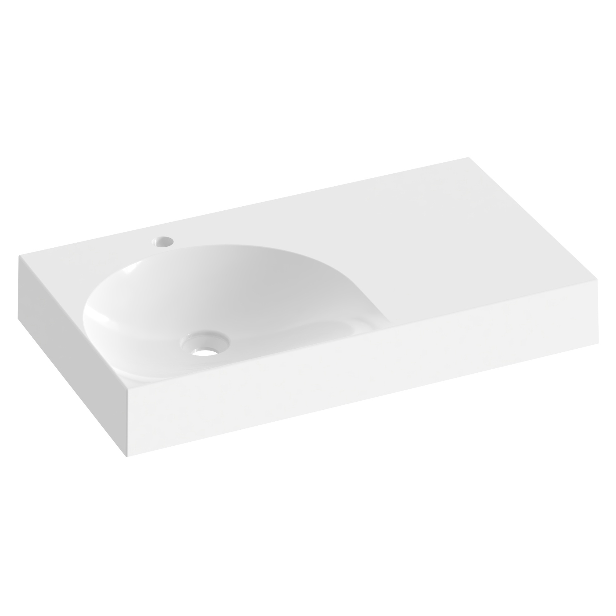 Ravak Støbemarmor Håndvask Lite Hvid Blank 80x45 cm Venstre