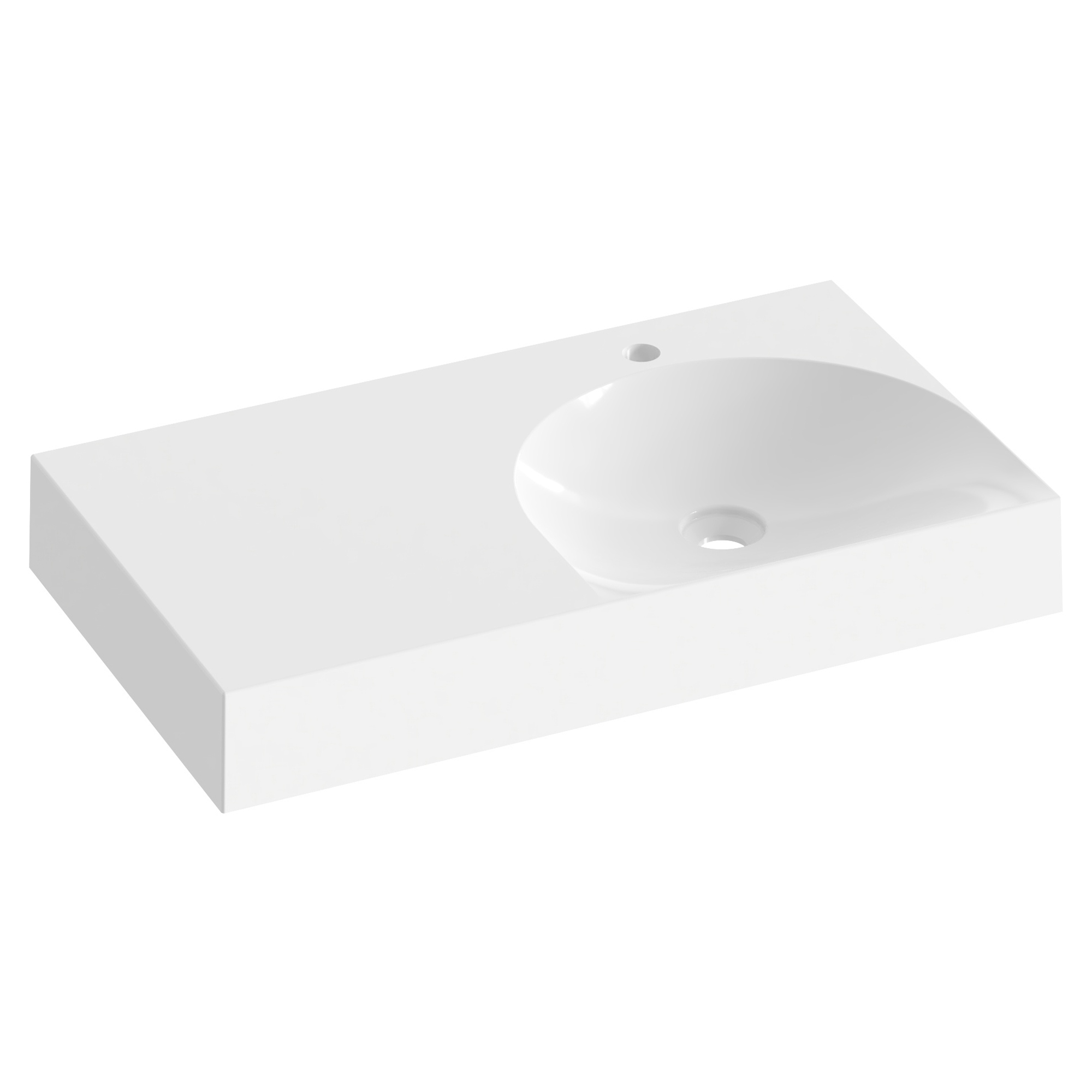 Ravak Støbemarmor Håndvask Lite Hvid Blank 80x45 cm Højre