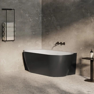 Ravak Hjørnebadekar Freedom Sort Mat 170x86 cm Venstre