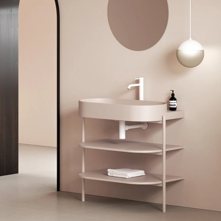 Ravak Underskab Yard Alabaster Rosa Mat 80 cm med Vask & Bundventil