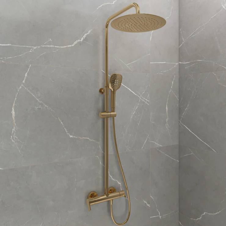 Brusesæt Grandiose Guld Mat Rund med Termostat