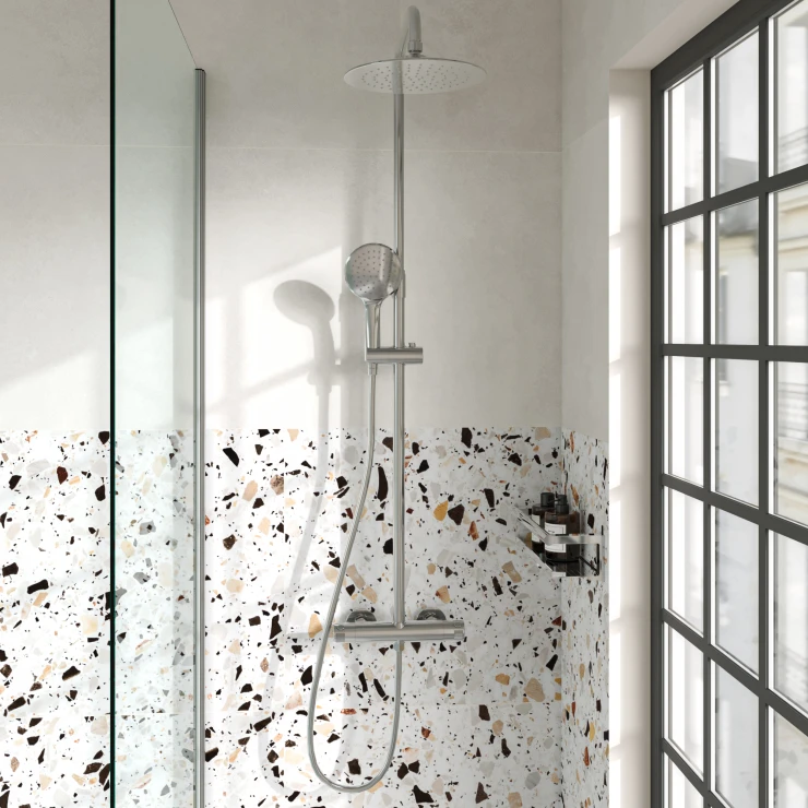 Brusesæt Grandiose Chrom Blank Rund med Termostat