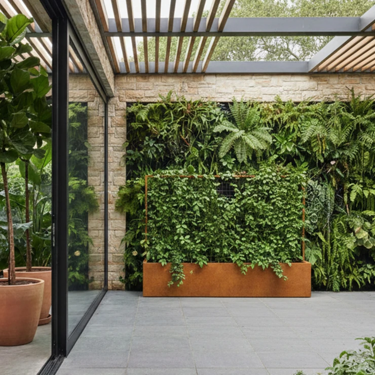 Cortena Udendørskrukke med Espalier Red Centro Cortenstål 200x50x160 cm